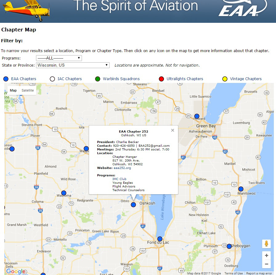 EAA Chapter Map Updates EAA
